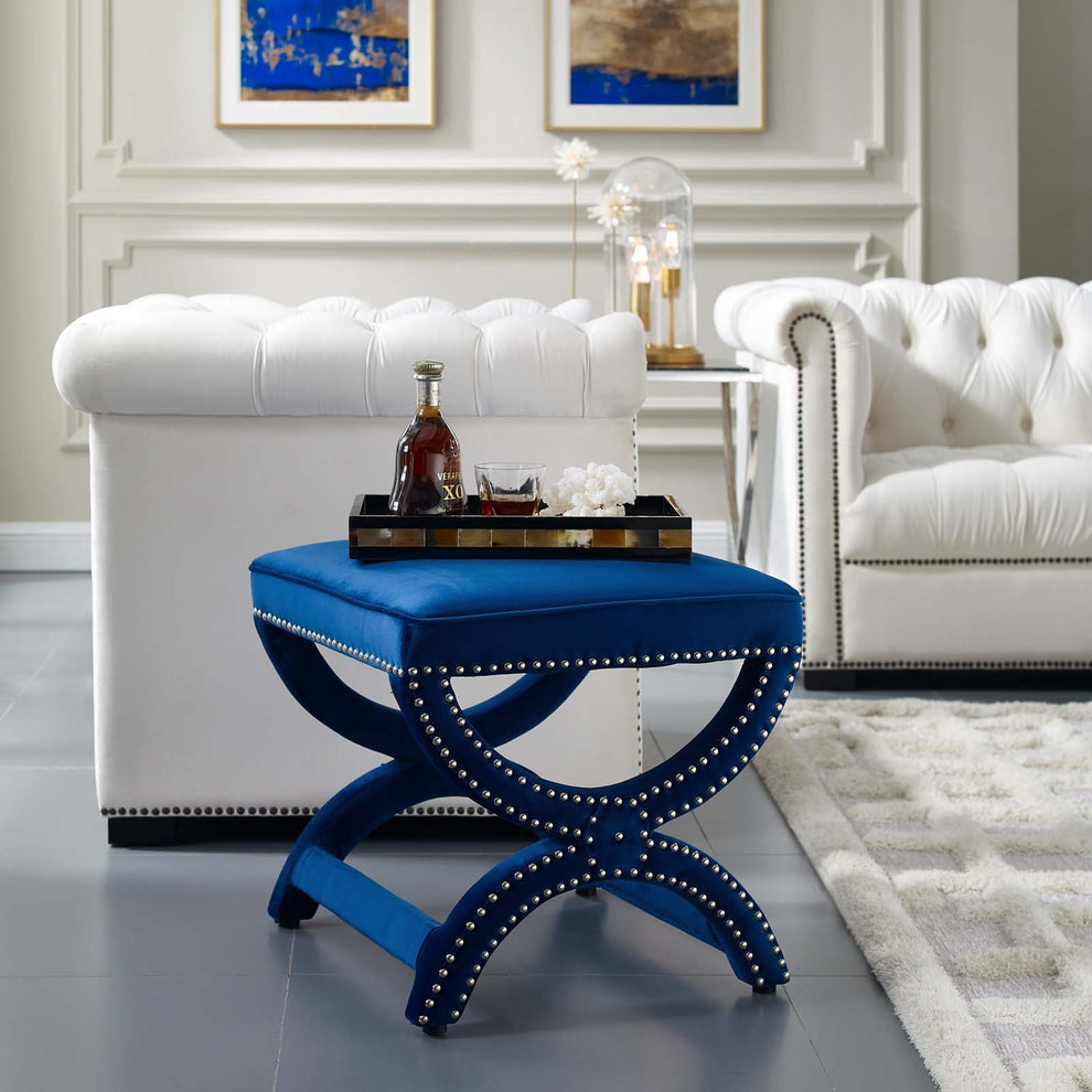 Modway Expound Upholstered Nailhead Trim Velvet Ottoman - EEI-3068 | Ottomans | Modishstore - 6