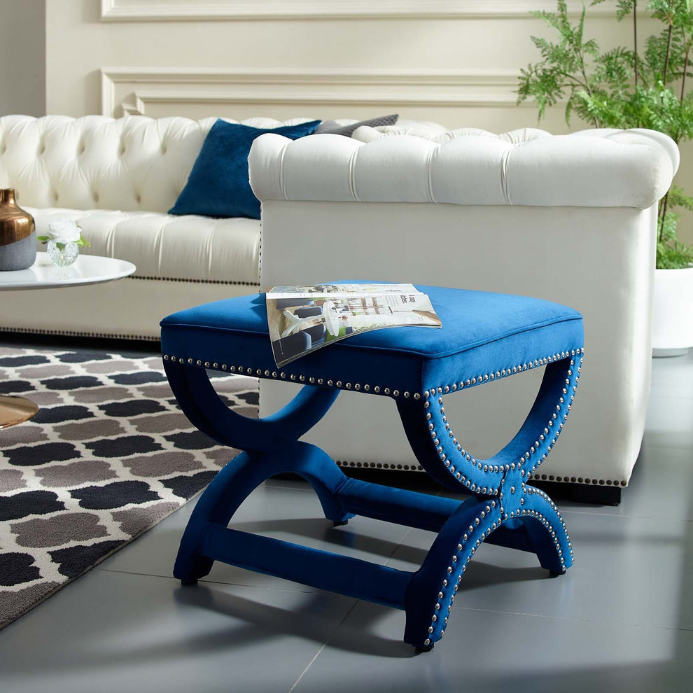 Modway Expound Upholstered Nailhead Trim Velvet Ottoman - EEI-3068 | Ottomans | Modishstore - 5