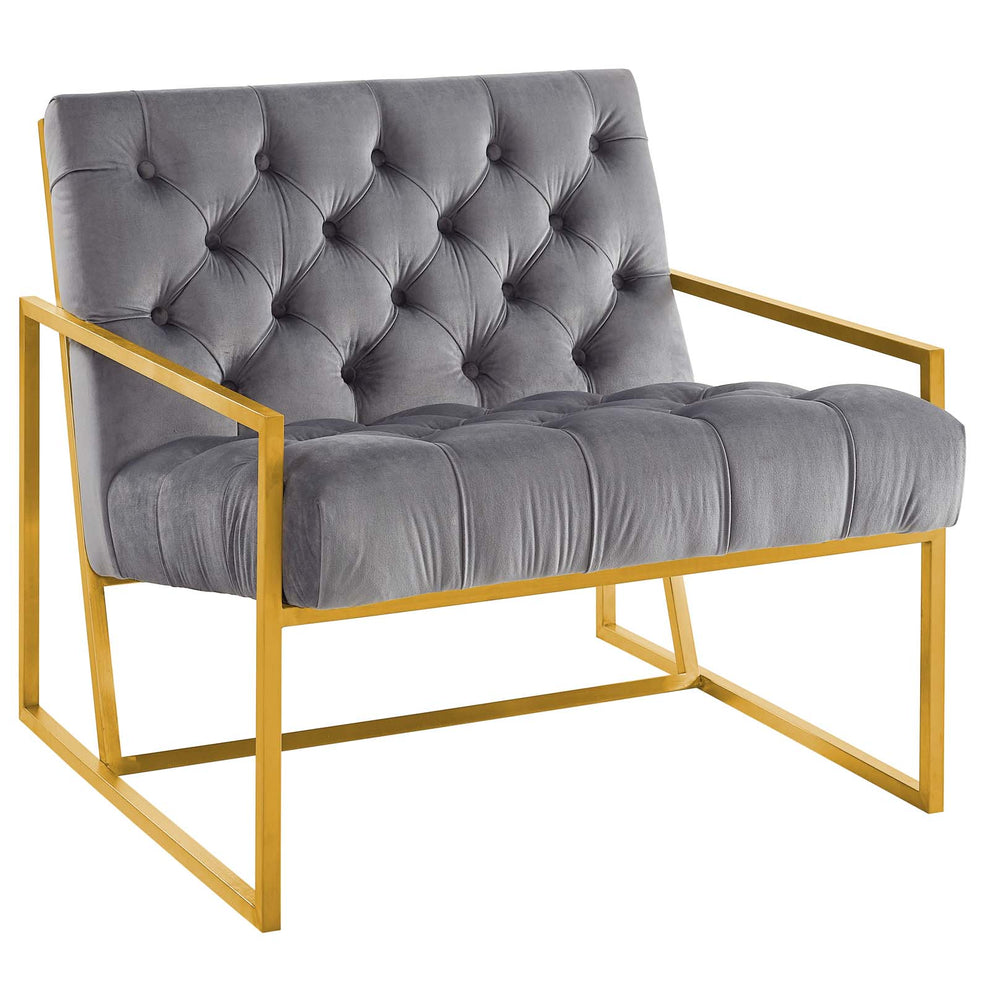 Modway Bequest Gold Stainless Steel Performance Velvet Accent Chair - EEI-3073 | Accent Chairs | Modishstore - 2