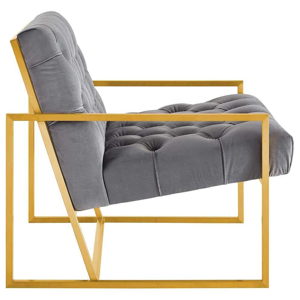 Modway Bequest Gold Stainless Steel Performance Velvet Accent Chair - EEI-3073 | Accent Chairs | Modishstore - 4