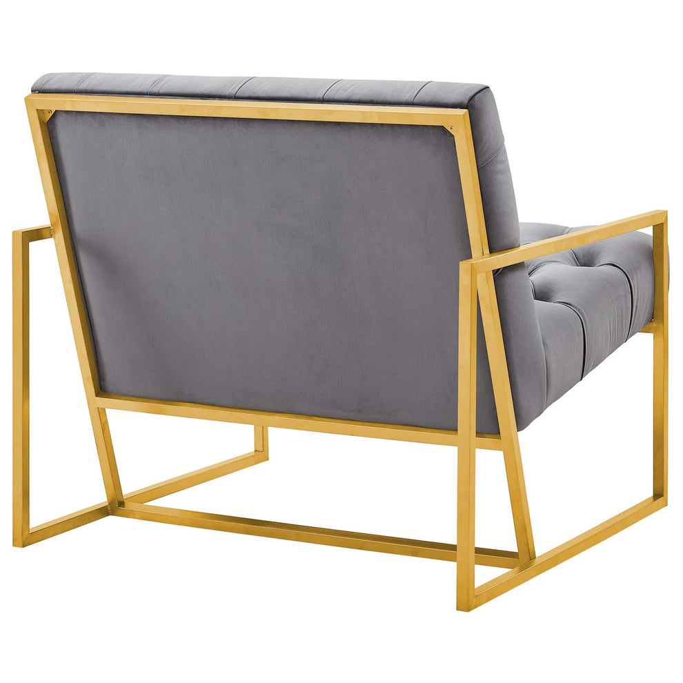 Modway Bequest Gold Stainless Steel Performance Velvet Accent Chair - EEI-3073 | Accent Chairs | Modishstore - 3