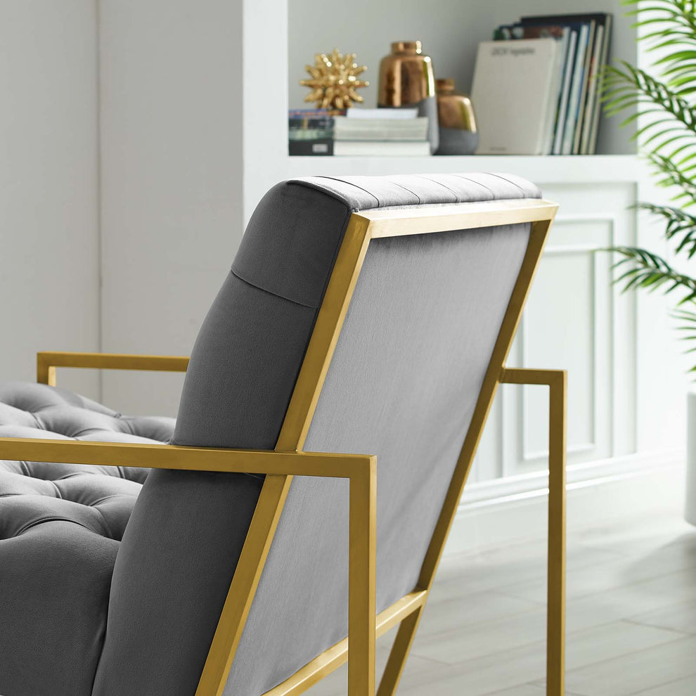 Modway Bequest Gold Stainless Steel Performance Velvet Accent Chair - EEI-3073 | Accent Chairs | Modishstore - 5