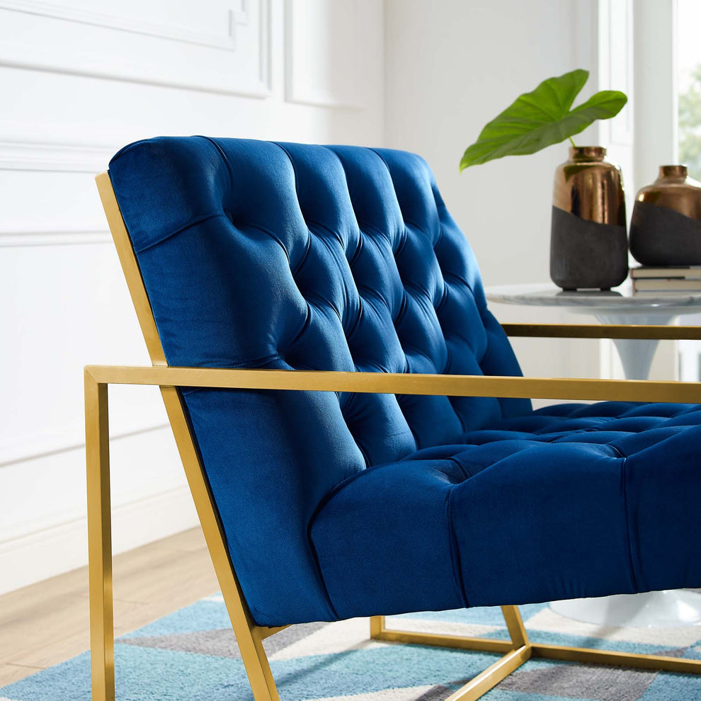 Modway Bequest Gold Stainless Steel Performance Velvet Accent Chair - EEI-3073 | Accent Chairs | Modishstore - 10