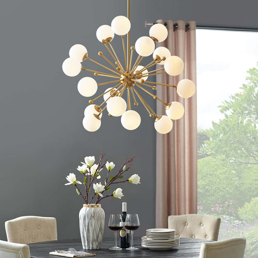 Constellation White Glass and Brass Pendant Chandelier By Modway - EEI-3077 | Chandeliers | Modishstore - 1