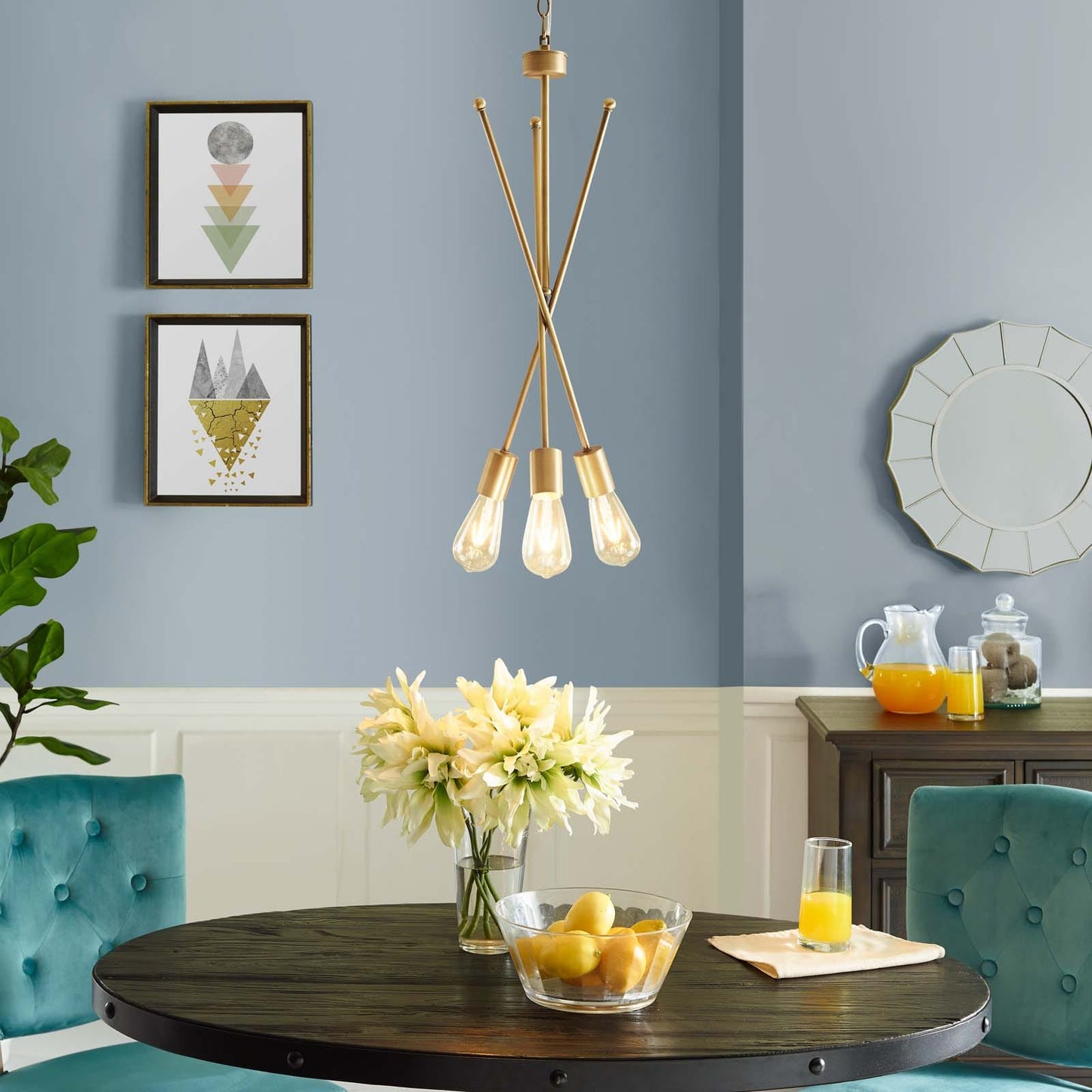 Strive Brass Pendant Chandelier By Modway - EEI-3078 | Chandeliers | Modishstore - 1