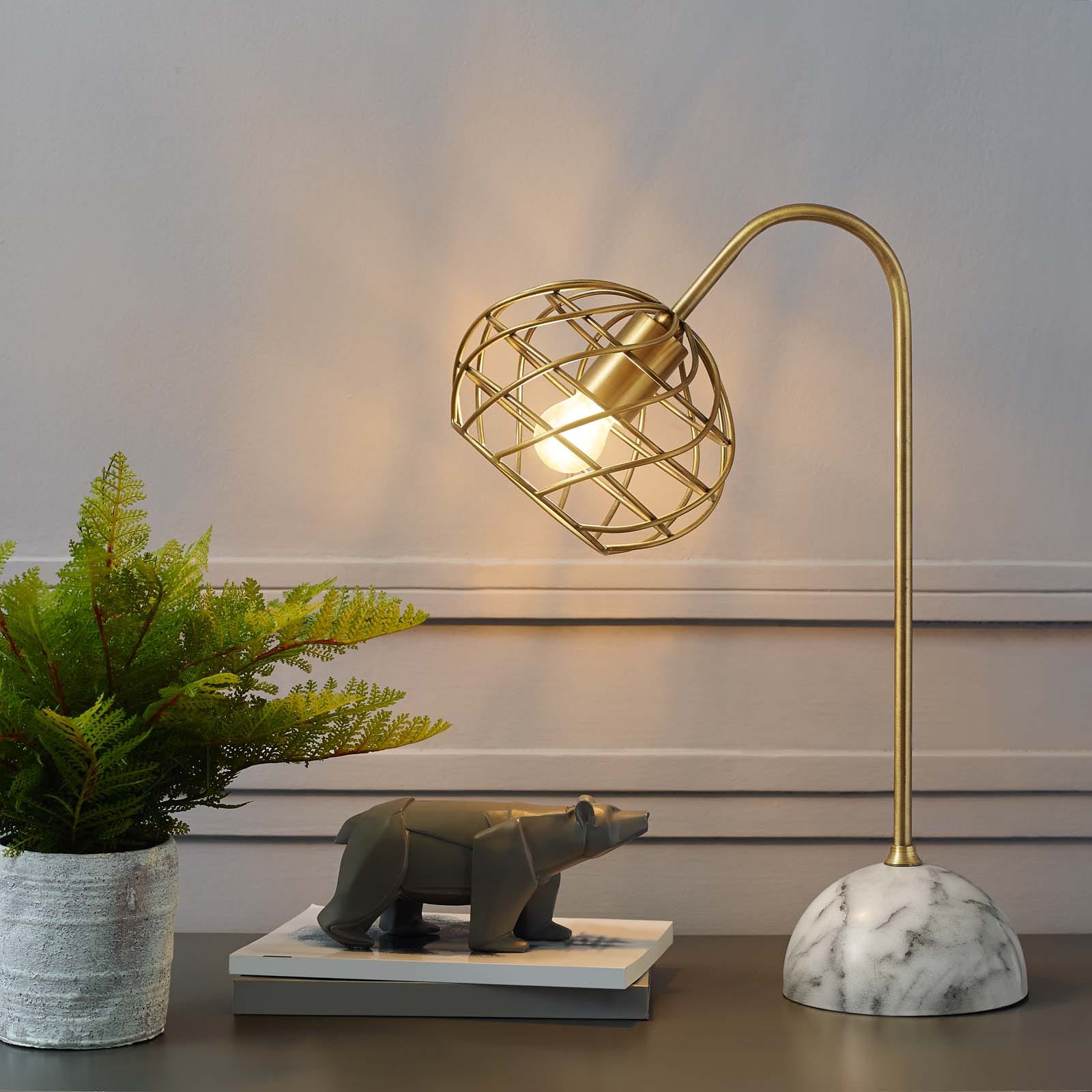 Modway Salient Brass and Faux White Marble Table Lamp | Table Lamps | Modishstore