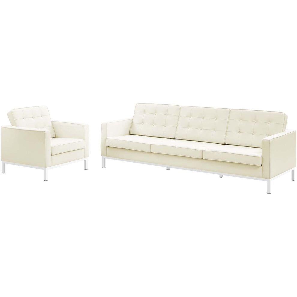 Loft 2 Piece Leather Sofa and Armchair Set By Modway - EEI-3099 | Armchairs | Modishstore - 2