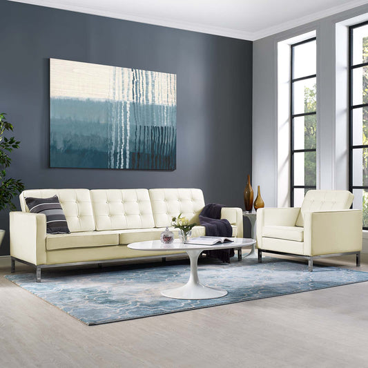 Loft 2 Piece Leather Sofa and Armchair Set By Modway - EEI-3099 | Armchairs | Modishstore - 1