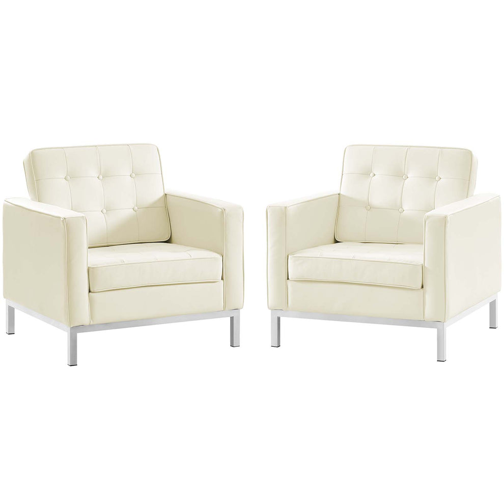 Loft 2 Piece Leather Armchair Set By Modway - EEI-3103 | Armchairs | Modishstore - 2