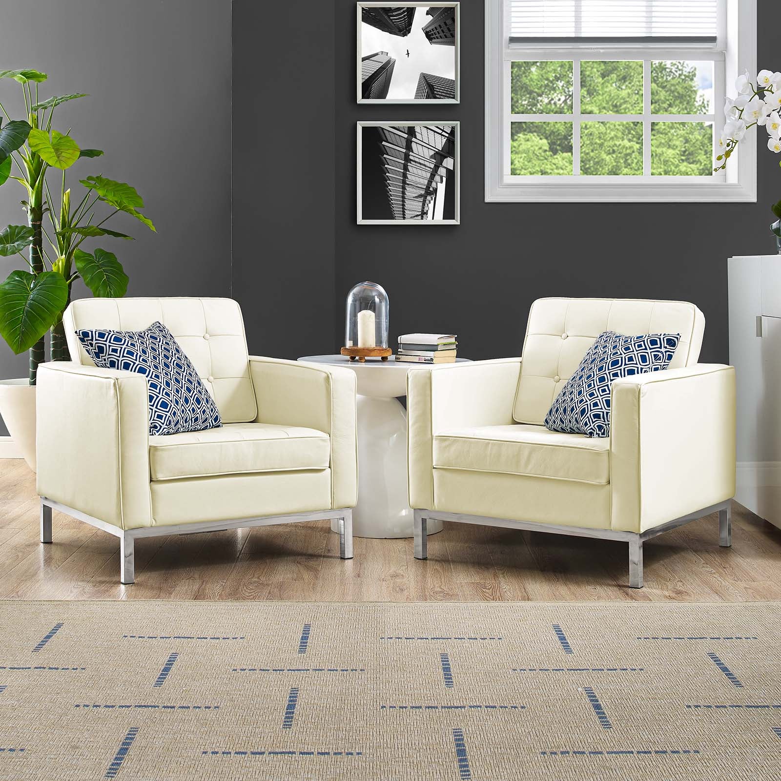 Loft 2 Piece Leather Armchair Set By Modway - EEI-3103 | Armchairs | Modishstore - 1