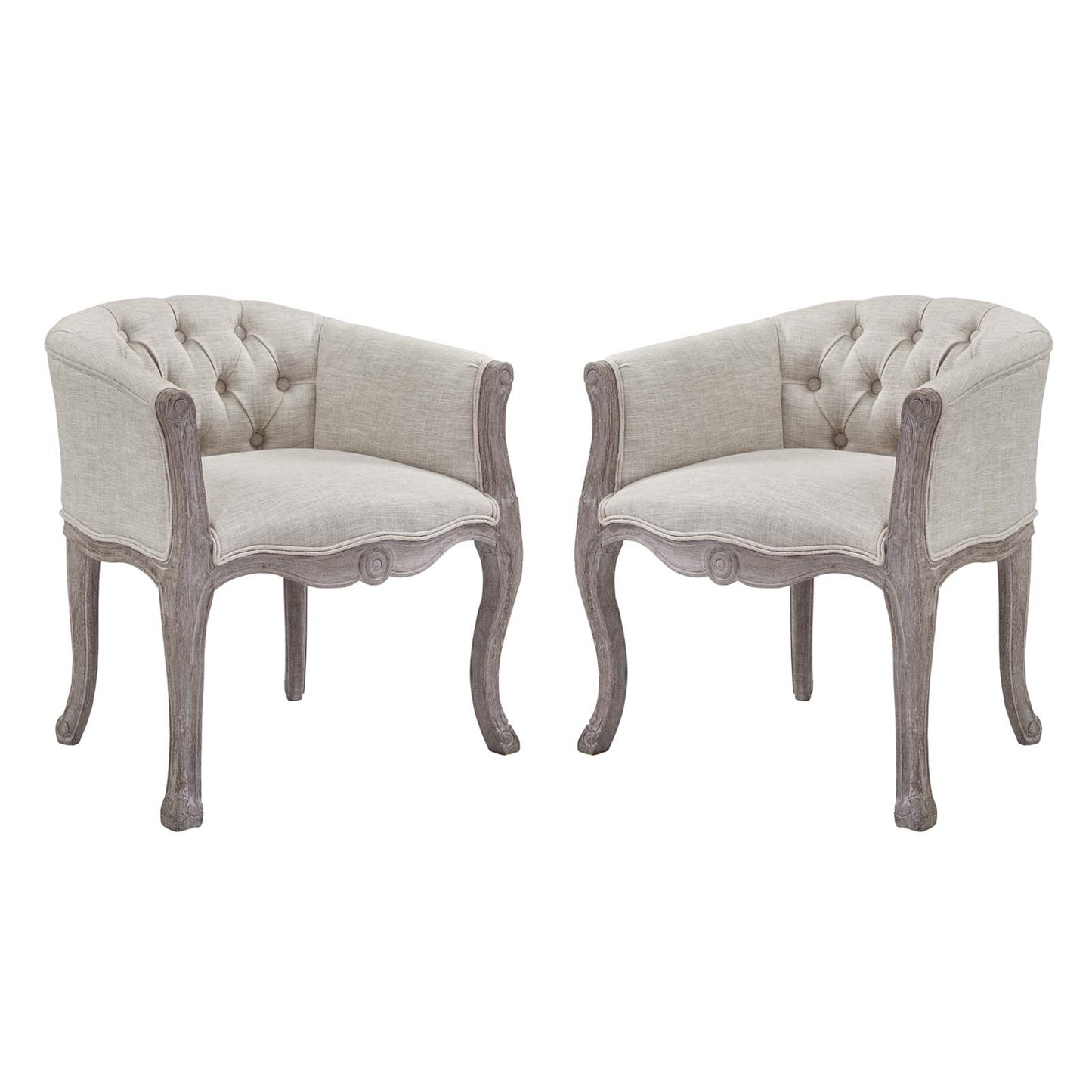 Modway Crown Vintage French Upholstered Fabric Dining Armchair Set of 2 | Dining Chairs | Modishstore-4