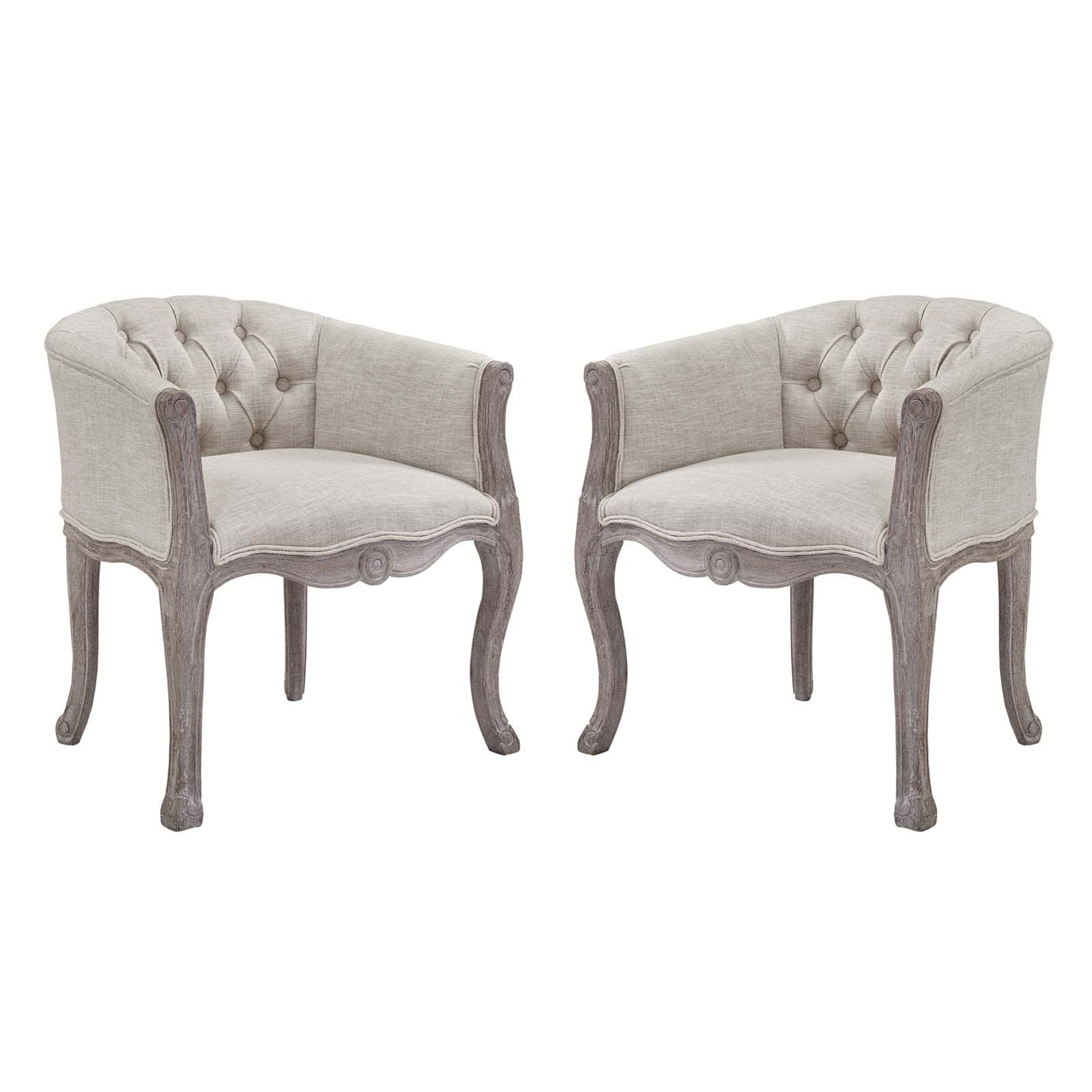 Modway Crown Vintage French Upholstered Fabric Dining Armchair Set of 2 - EEI-3104 | Dining Chairs | Modishstore - 4