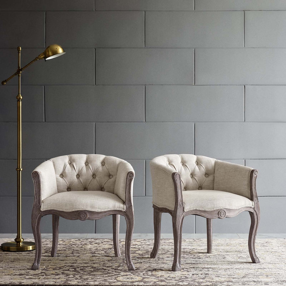 Modway Crown Vintage French Upholstered Fabric Dining Armchair Set of 2 - EEI-3104 | Dining Chairs | Modishstore - 1