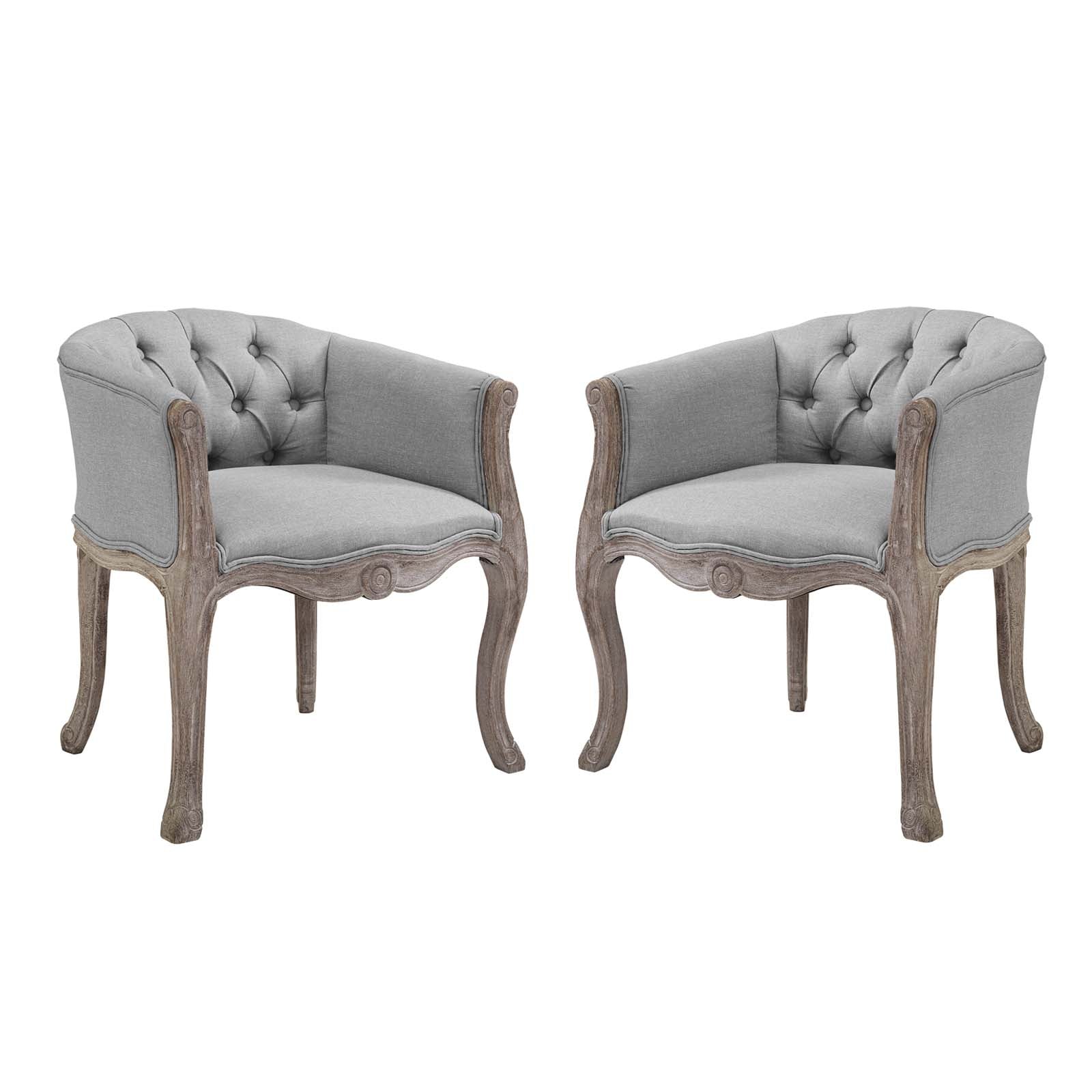 Modway Crown Vintage French Upholstered Fabric Dining Armchair Set of 2 | Dining Chairs | Modishstore-9