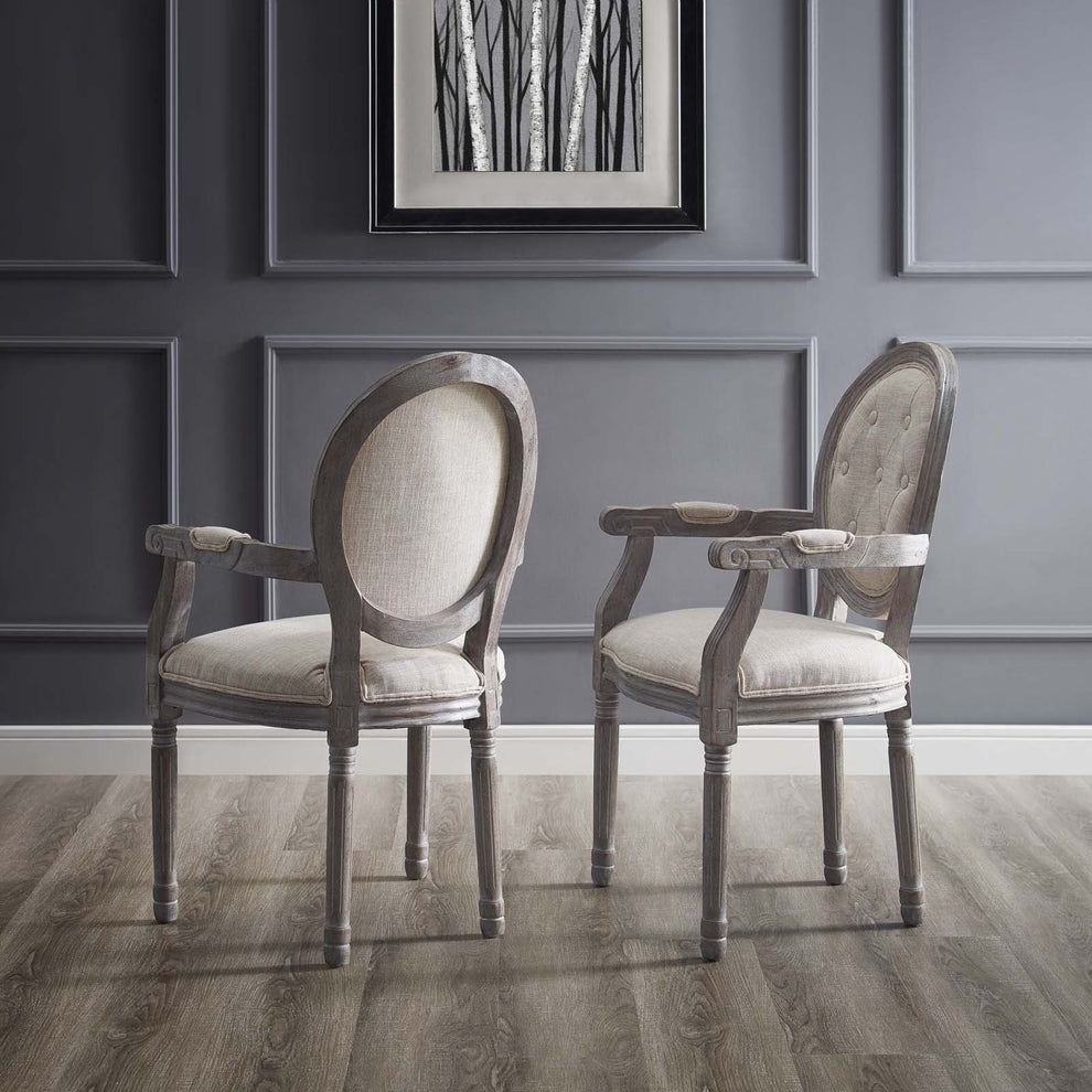 Modway Arise Vintage French Upholstered Fabric Dining Armchair Set of 2 - EEI-3106 | Dining Chairs | Modishstore - 1
