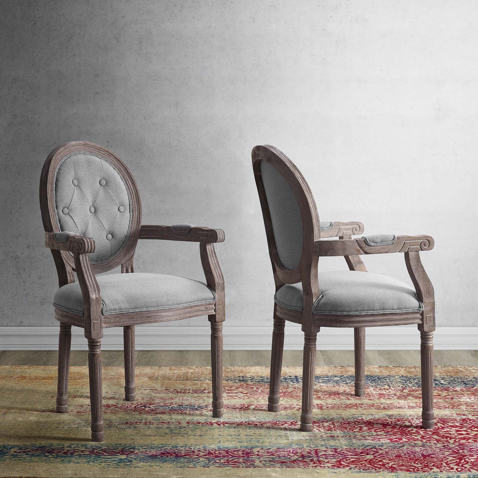 Modway Arise Vintage French Upholstered Fabric Dining Armchair Set of 2 | Dining Chairs | Modishstore-6