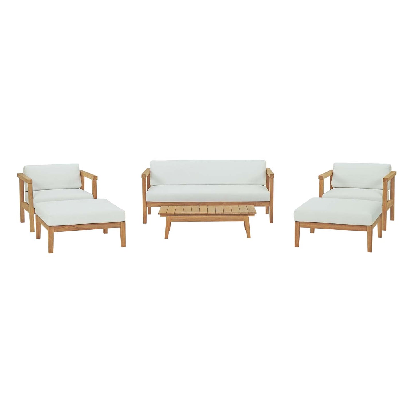 Modway Bayport 6 Piece Outdoor Patio Teak Set - EEI-3109 | Outdoor Sofas, Loveseats & Sectionals | Modishstore - 1