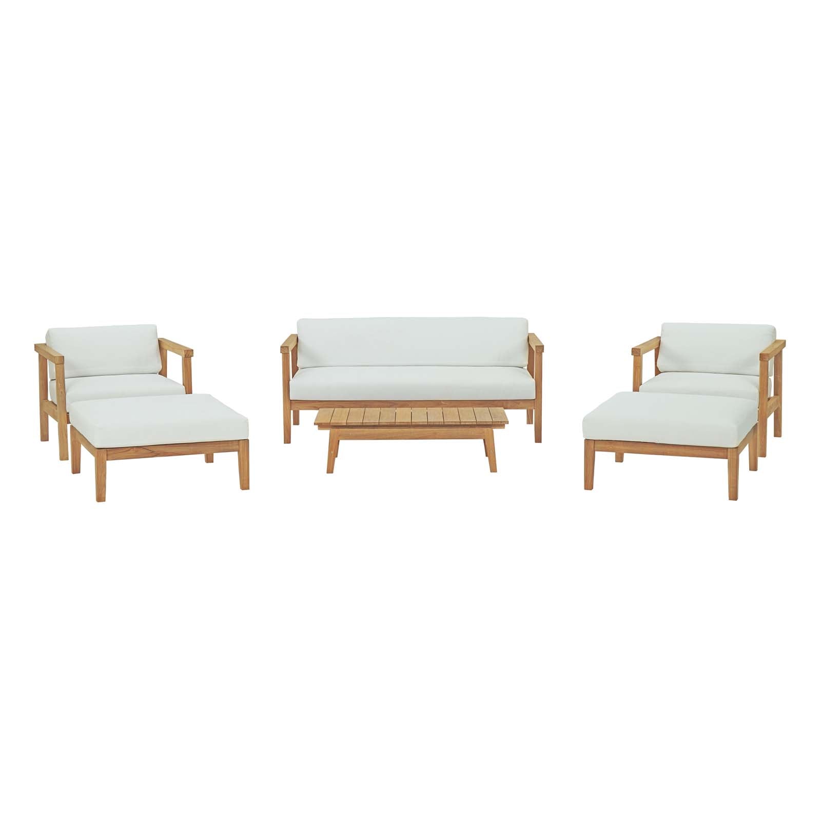 Modway Bayport 6 Piece Outdoor Patio Teak Set - EEI-3109 | Outdoor Sofas, Loveseats & Sectionals | Modishstore - 1