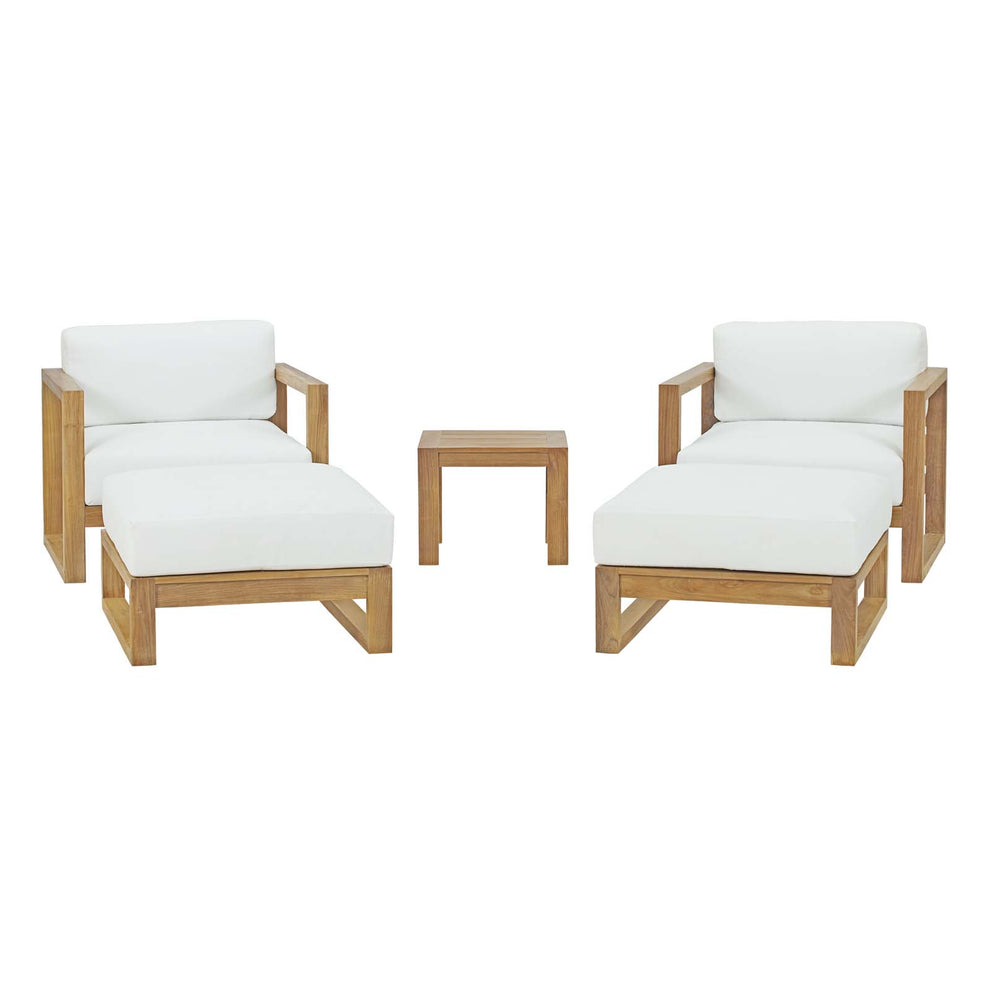Modway Upland 5 Piece Outdoor Patio Teak Set - EEI-3115 | Outdoor Chaise Lounges | Modishstore - 2