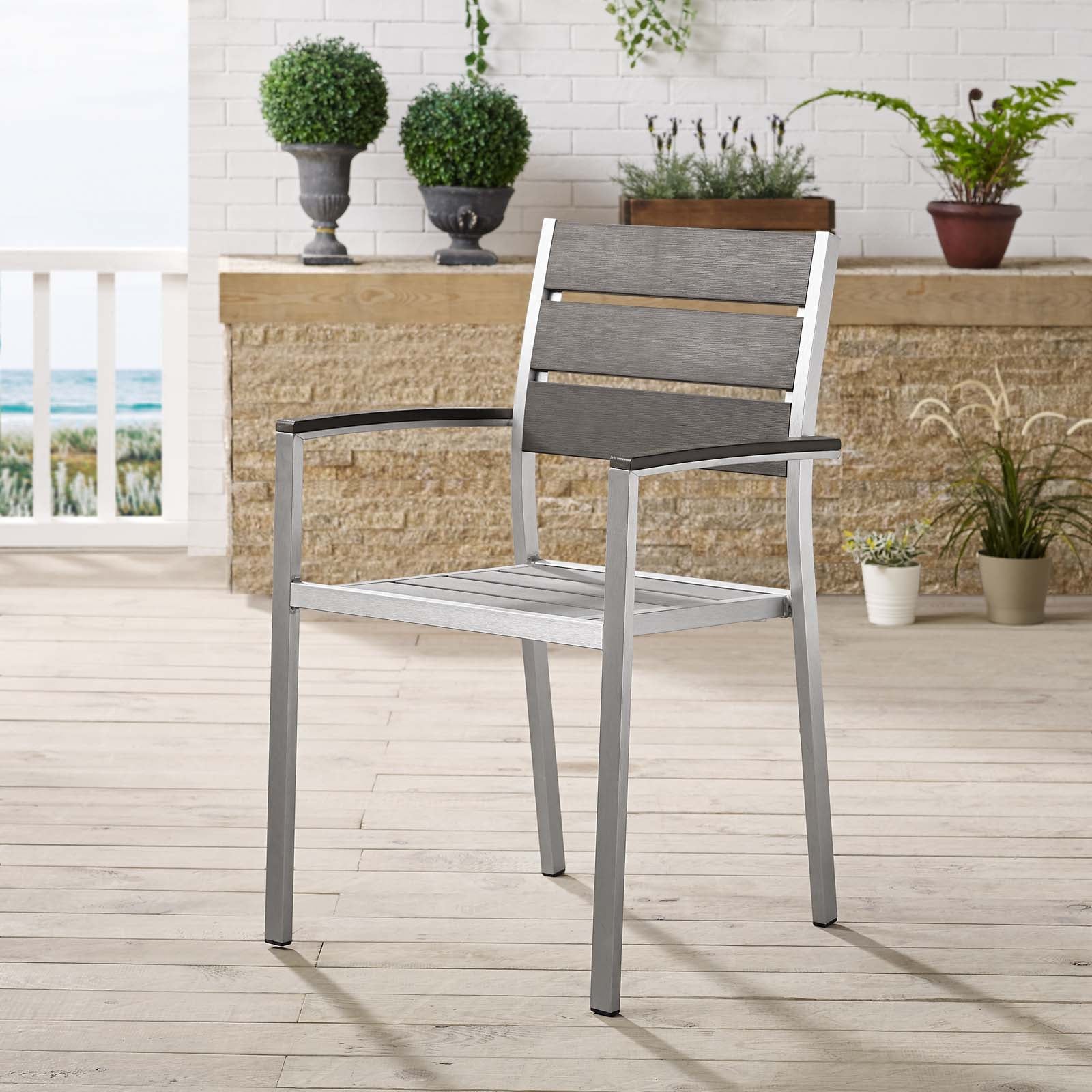 Modway Shore Outdoor Patio Aluminum Dining Armchair | Dining Chairs | Modishstore