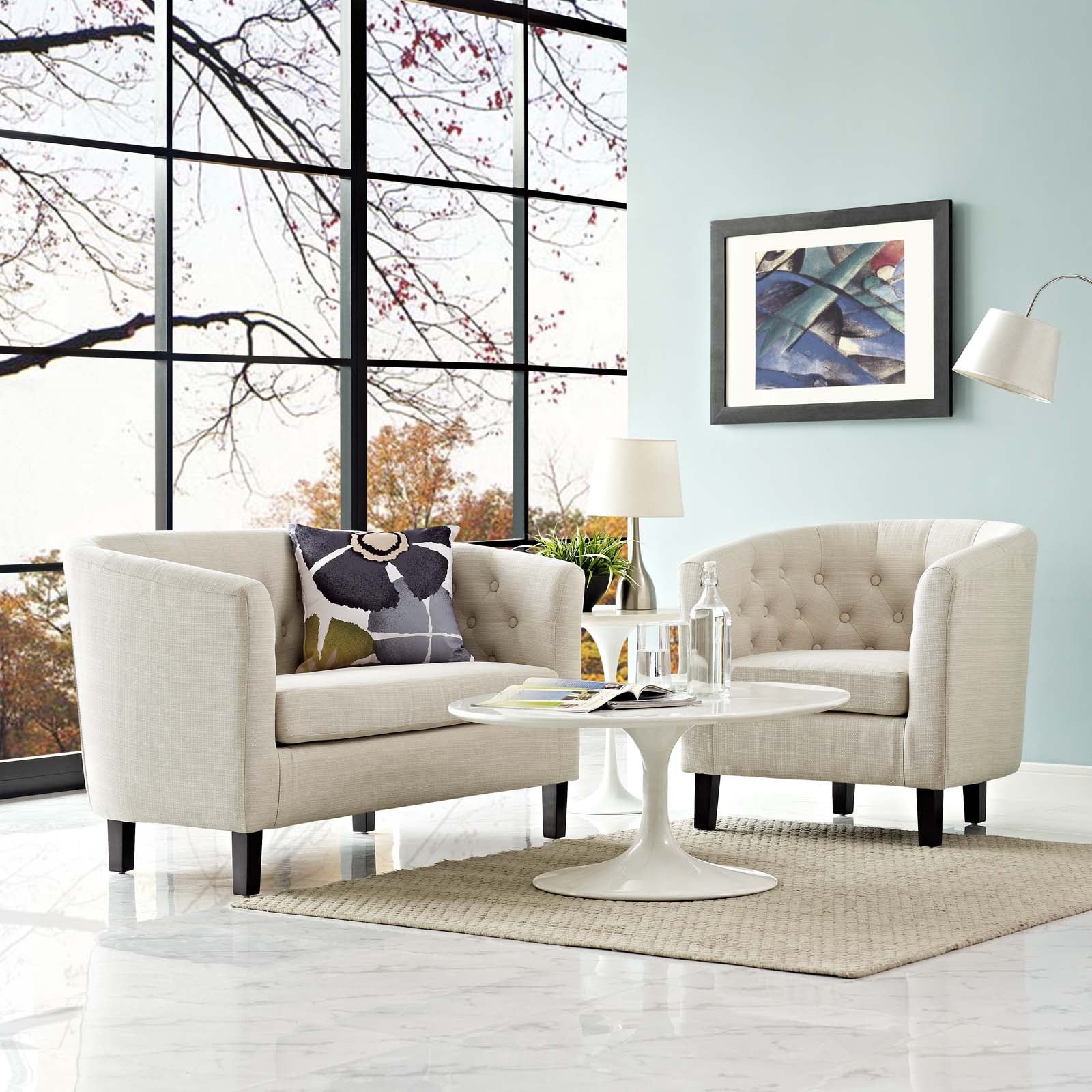 Modway Prospect 2 Piece Upholstered Fabric Loveseat and Armchair Set | Loveseats | Modishstore-57