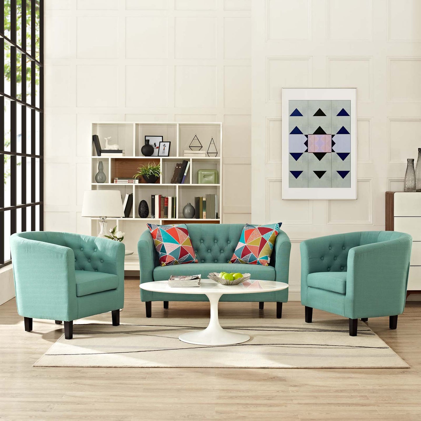 Modway Prospect 3 Piece Upholstered Fabric Loveseat and Armchair Set | Loveseats | Modishstore-57