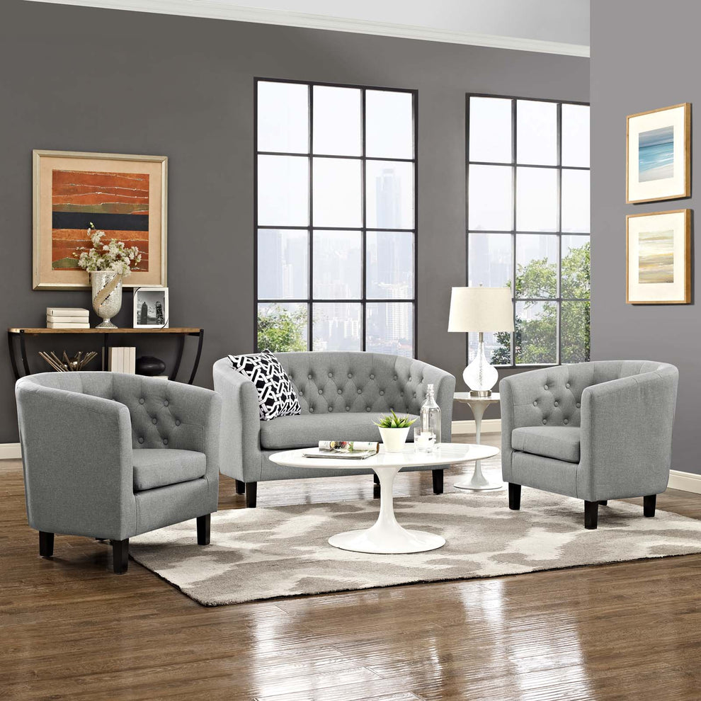 Modway Prospect 3 Piece Upholstered Fabric Loveseat and Armchair Set - EEI-3149 | Sofa Set | Modishstore - 34