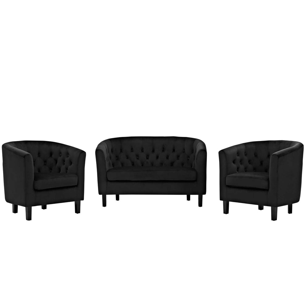 Modway Prospect 3 Piece Performance Velvet Loveseat and Armchair Set - EEI-3152 | Sofa Set | Modishstore - 3