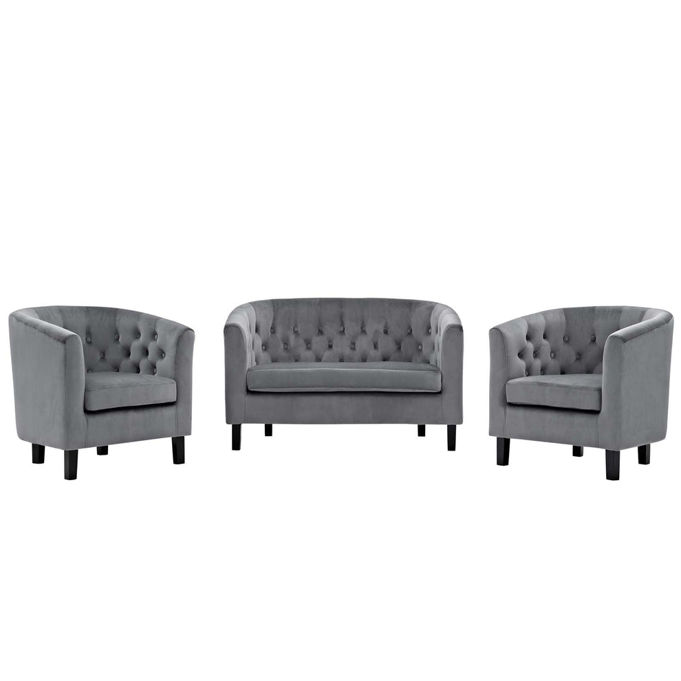 Modway Prospect 3 Piece Performance Velvet Loveseat and Armchair Set - EEI-3152 | Sofa Set | Modishstore - 4