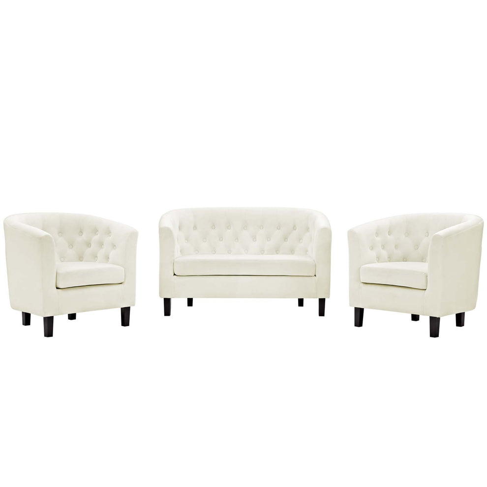 Modway Prospect 3 Piece Performance Velvet Loveseat and Armchair Set - EEI-3152 | Sofa Set | Modishstore - 2