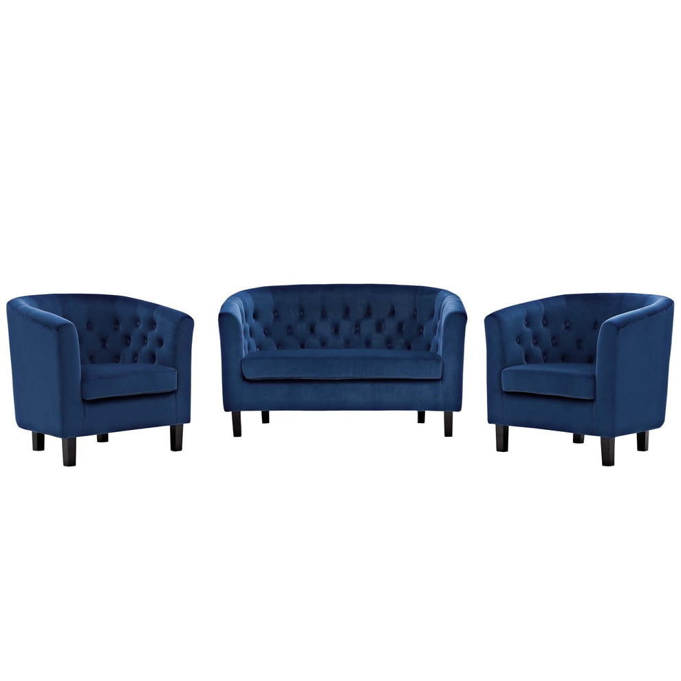 Modway Prospect 3 Piece Performance Velvet Loveseat and Armchair Set - EEI-3152 | Sofa Set | Modishstore - 5