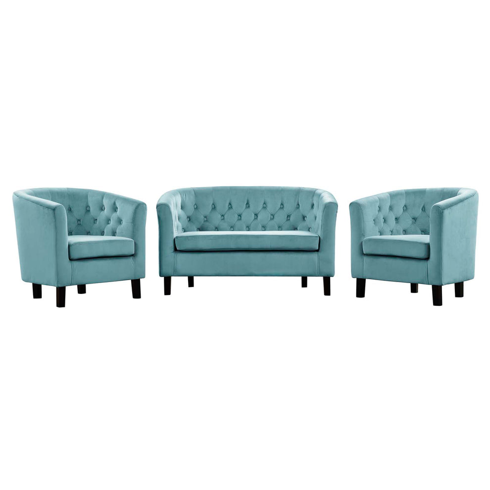 Modway Prospect 3 Piece Performance Velvet Loveseat and Armchair Set - EEI-3152 | Sofa Set | Modishstore - 6