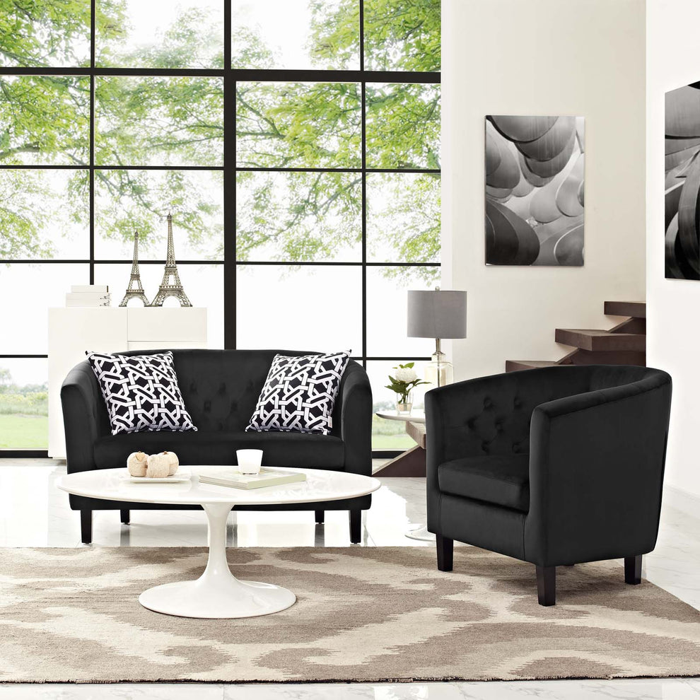 Modway Prospect 2 Piece Performance Velvet Loveseat and Armchair Set - EEI-3154 | Sofa Set | Modishstore - 7