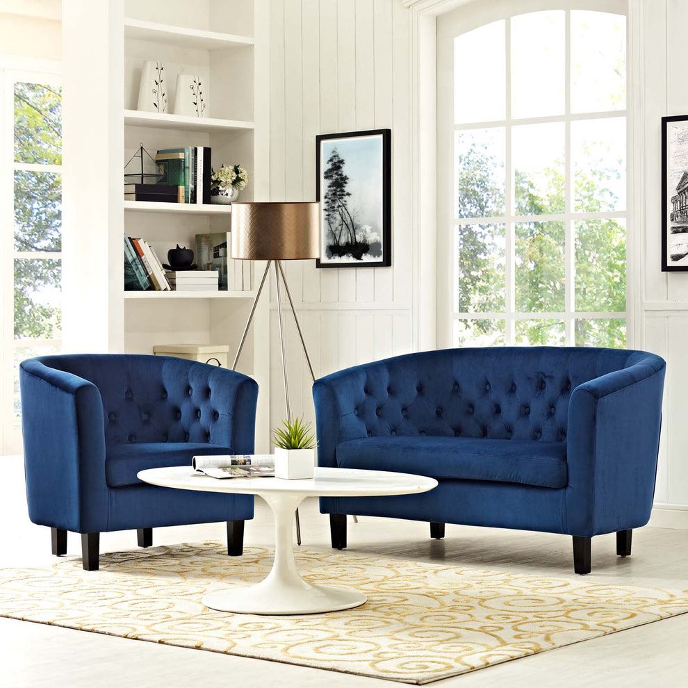 Modway Prospect 2 Piece Performance Velvet Loveseat and Armchair Set - EEI-3154 | Sofa Set | Modishstore - 20