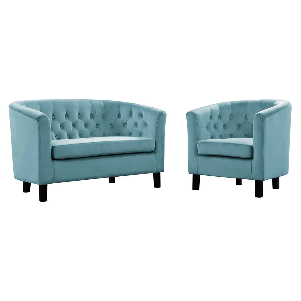 Modway Prospect 2 Piece Performance Velvet Loveseat and Armchair Set - EEI-3154 | Sofa Set | Modishstore - 2
