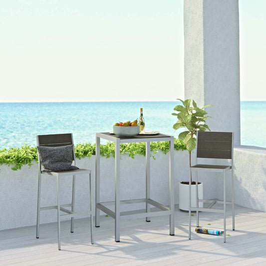 Modway Shore 3 Piece Outdoor Patio Aluminum Outdoor Pub Set - EEI-3158 | Bar Stools & Table | Modishstore - 1