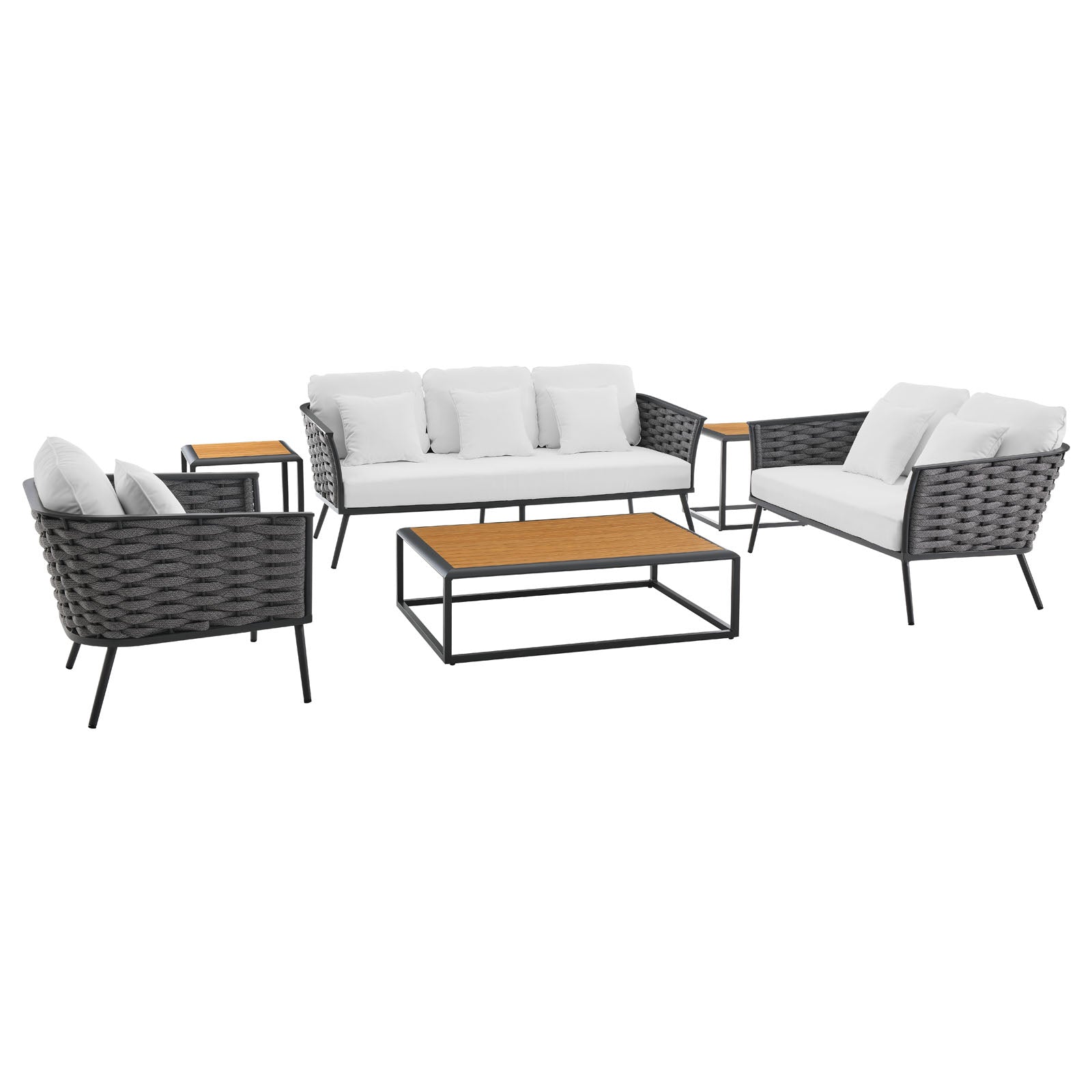 Modway Stance 6 Piece Outdoor Patio Aluminum Sectional Sofa Set | Outdoor Sofas, Loveseats & Sectionals | Modishstore-19