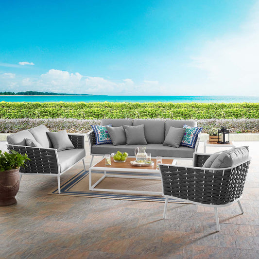 Modway Stance 6 Piece Outdoor Patio Aluminum Sectional Sofa Set | Outdoor Sofas, Loveseats & Sectionals | Modishstore