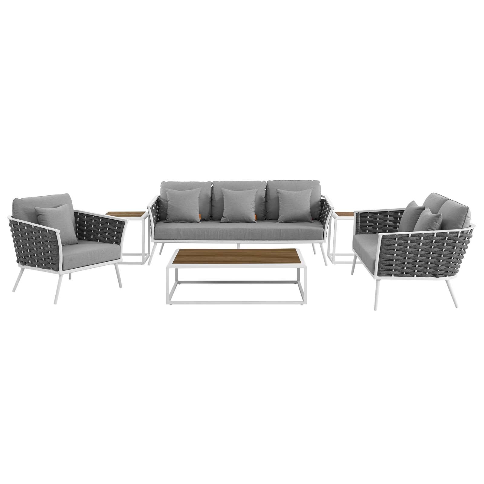 Modway Stance 6 Piece Outdoor Patio Aluminum Sectional Sofa Set | Outdoor Sofas, Loveseats & Sectionals | Modishstore-3