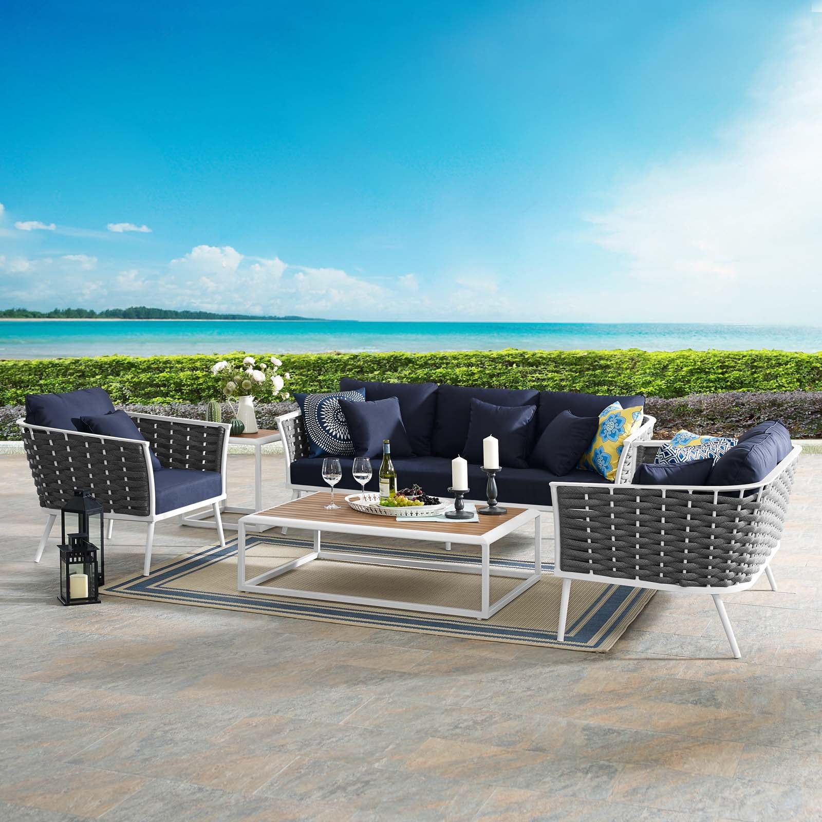 Modway Stance 6 Piece Outdoor Patio Aluminum Sectional Sofa Set - EEI-3159 | Outdoor Sofas, Loveseats & Sectionals | Modishstore - 8