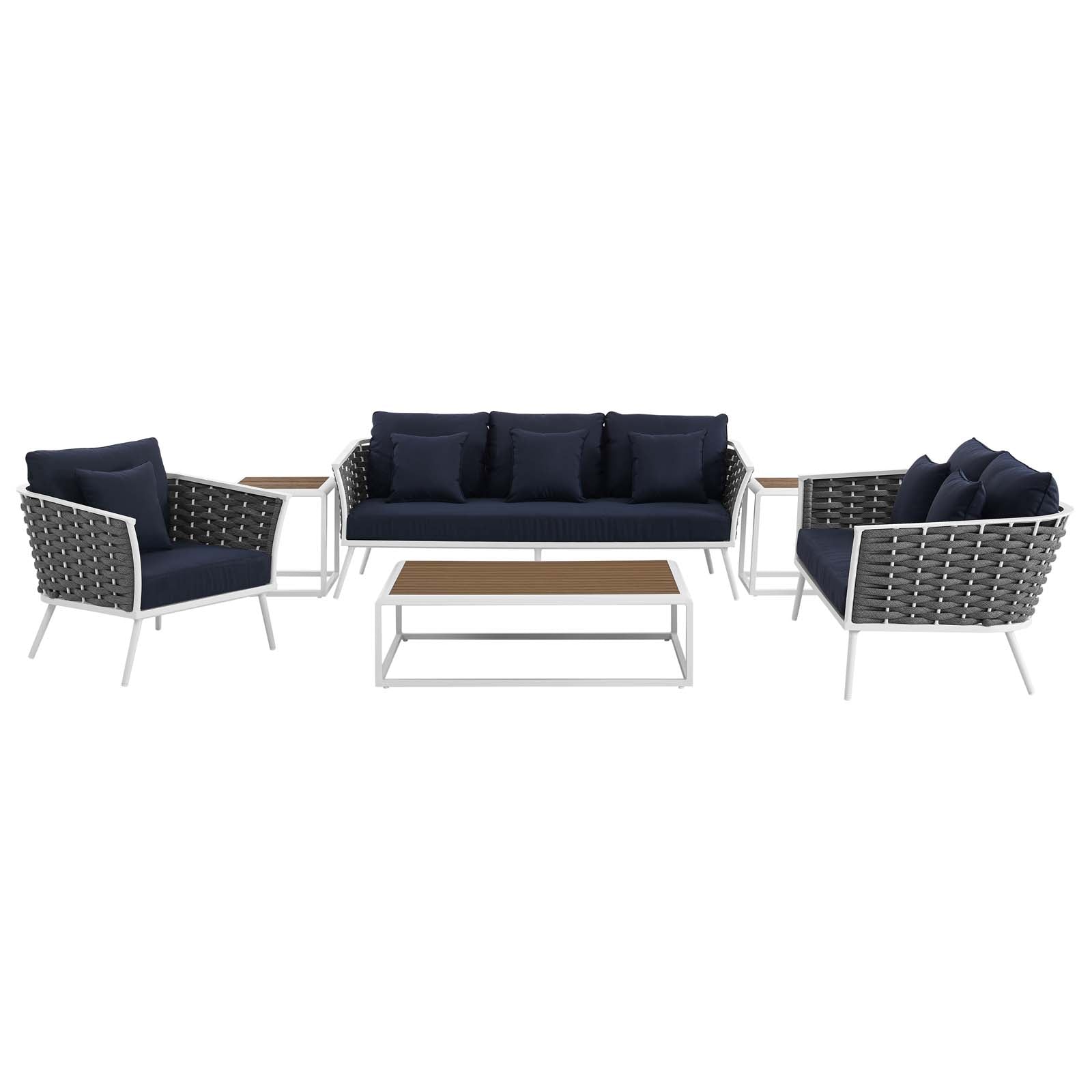Modway Stance 6 Piece Outdoor Patio Aluminum Sectional Sofa Set | Outdoor Sofas, Loveseats & Sectionals | Modishstore-10