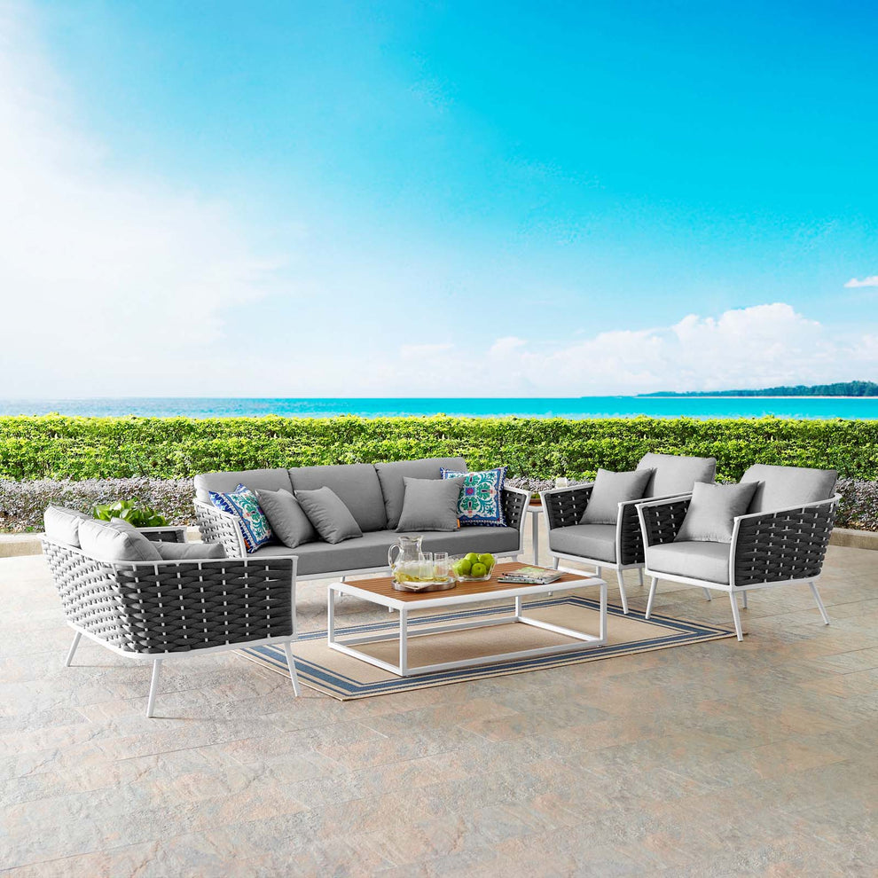 Modway Stance 7 Piece Outdoor Patio Aluminum Sectional Sofa Set - EEI-3160 | Outdoor Sofas, Loveseats & Sectionals | Modishstore - 1