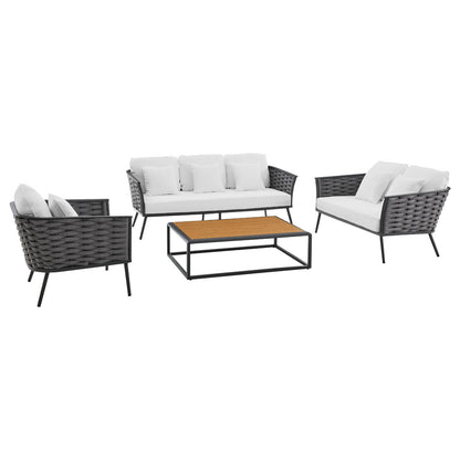 Modway Stance 4 Piece Outdoor Patio Aluminum Sectional Sofa Set-EEI-3161 | Outdoor Sofas, Loveseats & Sectionals | Modishstore