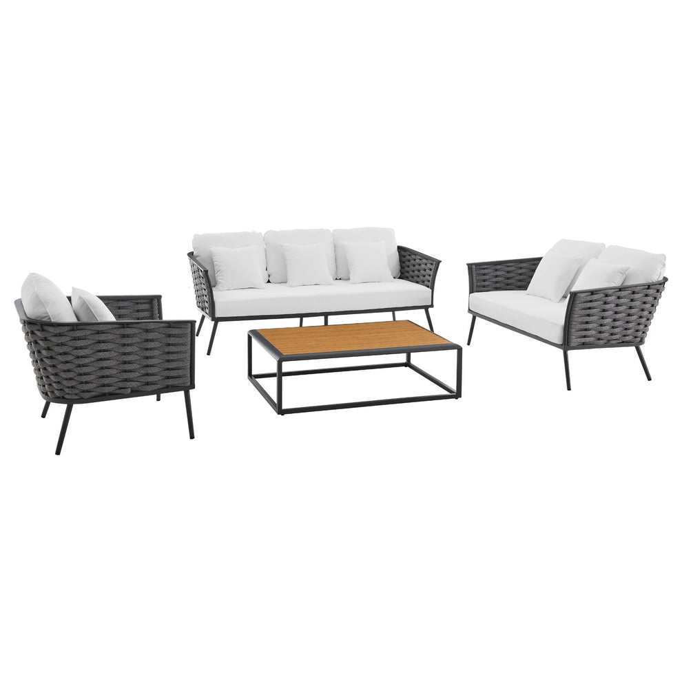 Modway Stance 4 Piece Outdoor Patio Aluminum Sectional Sofa Set-EEI-3161 - EEI-3161 | Outdoor Sofas, Loveseats & Sectionals | Modishstore - 1