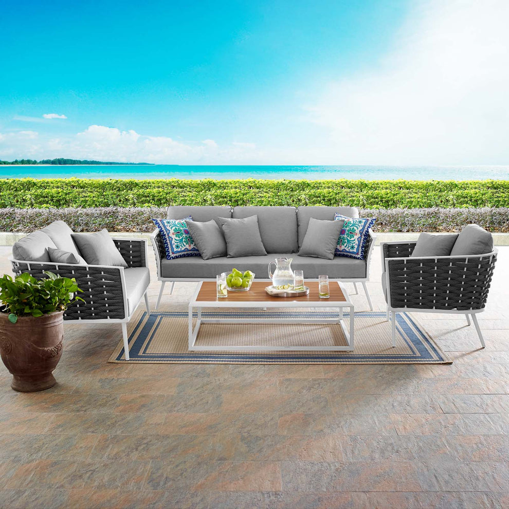 Modway Stance 4 Piece Outdoor Patio Aluminum Sectional Sofa Set-EEI-3161 - EEI-3161 | Outdoor Sofas, Loveseats & Sectionals | Modishstore - 15