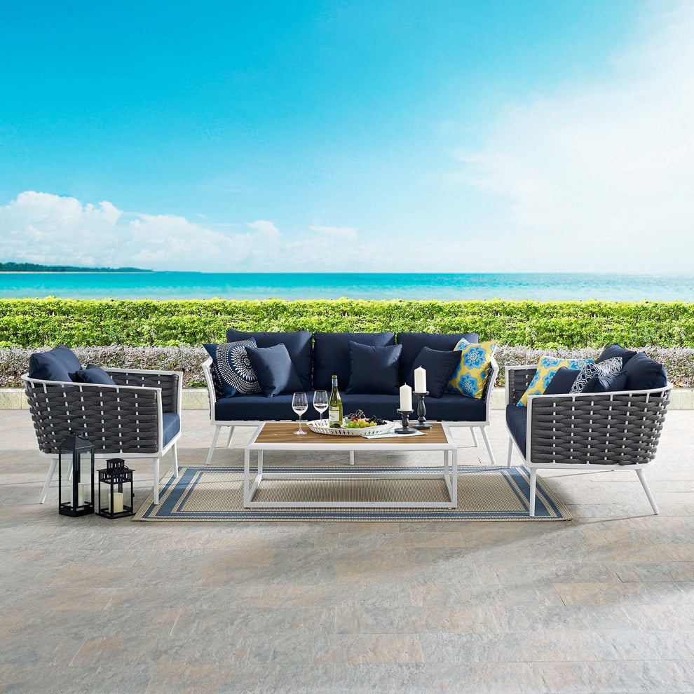Modway Stance 4 Piece Outdoor Patio Aluminum Sectional Sofa Set-EEI-3161 - EEI-3161 | Outdoor Sofas, Loveseats & Sectionals | Modishstore - 25