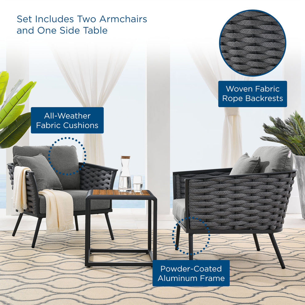 Modway Stance 3 Piece Outdoor Patio Aluminum Sectional Sofa Set - EEI-3163 | Outdoor Sofas, Loveseats & Sectionals | Modishstore - 18