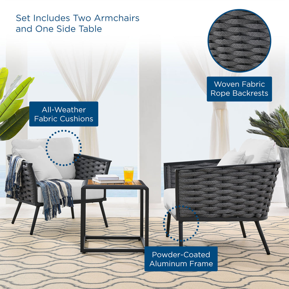 Modway Stance 3 Piece Outdoor Patio Aluminum Sectional Sofa Set - EEI-3163 | Outdoor Sofas, Loveseats & Sectionals | Modishstore - 28