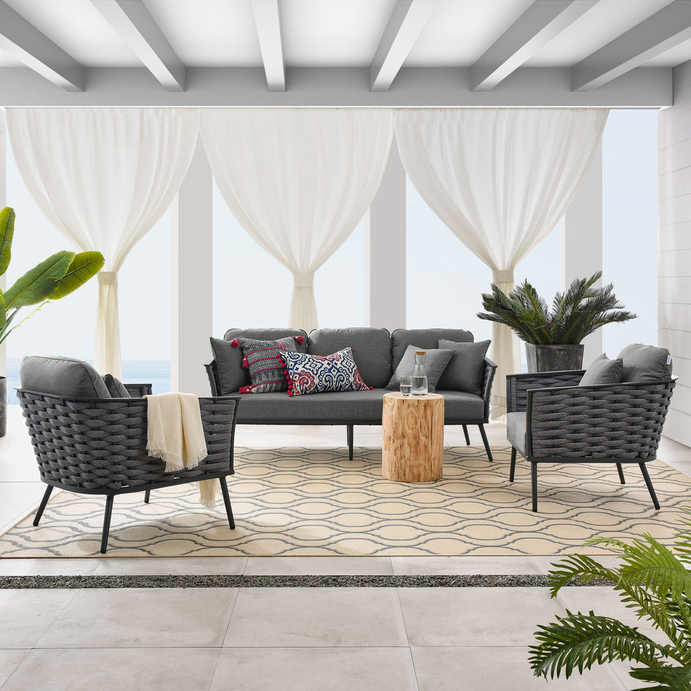 Stance 3 Piece Outdoor Patio Aluminum Sectional Sofa Set By Modway - EEI-3165 | Outdoor Sofas, Loveseats & Sectionals | Modishstore - 12