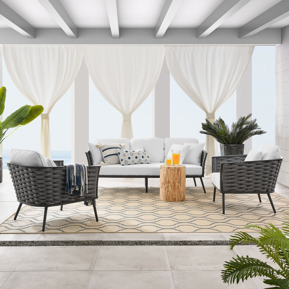 Stance 3 Piece Outdoor Patio Aluminum Sectional Sofa Set By Modway - EEI-3165 | Outdoor Sofas, Loveseats & Sectionals | Modishstore - 21
